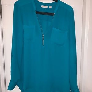 Turquoise long sleeve blouse